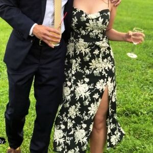 Abercrombie & Fitch High-slit Midaxi Green Floral Dress